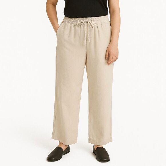 J Crew Women's Pull On Wide Leg Elastic Waist Linen Pants, Size S - Picture 1 of 8